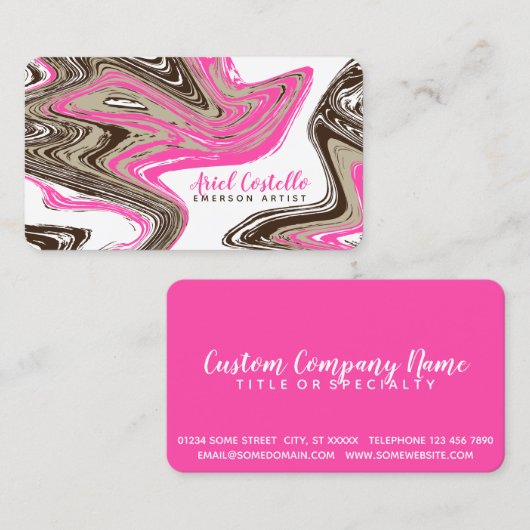 roze en chocoladestrokken visitekaartje (Voorkant / Achterkant)