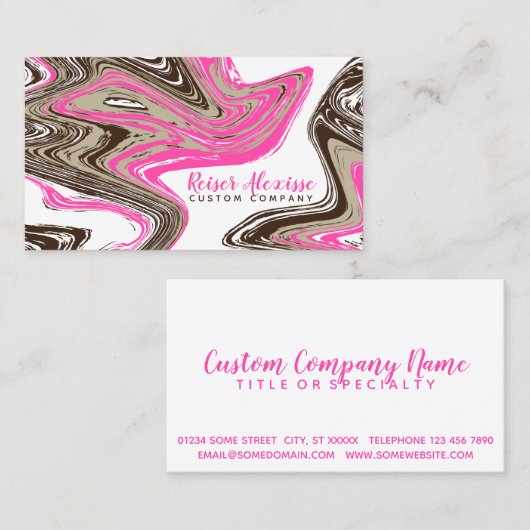 roze en chocoladestrokken visitekaartje (Voorkant / Achterkant)