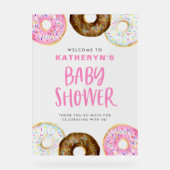 Roze en Chocolate Donuts Baby shower Welkom Acryl Bord (Voorkant)
