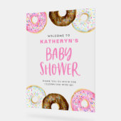 Roze en Chocolate Donuts Baby shower Welkom Acryl Bord (Hoek)