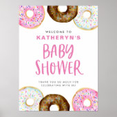 Roze en Chocolate Donuts Baby shower Welkom Poster (Voorkant)