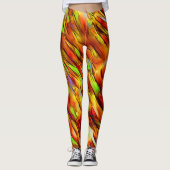 Roze en chroomgele vlekken, hete kleuren leggings (Voorkant)