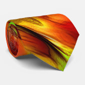 Roze en chroomgele vlekken, hete kleuren stropdas (Opgerold)