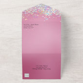 Roze en Confetti Sweet 16 All In One Uitnodiging (Buitenkant)