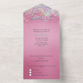 Roze en Confetti Sweet 16 All In One Uitnodiging (Binnen)