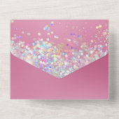 Roze en Confetti Sweet 16 All In One Uitnodiging (Achterkant)