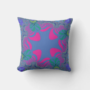 Roze en Cornflower Blue Cross Kussen