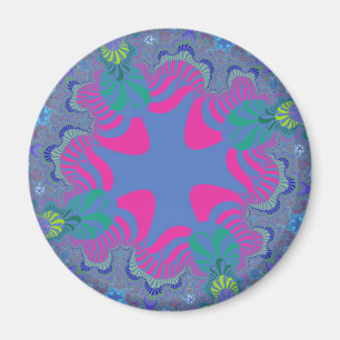 Roze en Cornflower Blue Cross Magneet