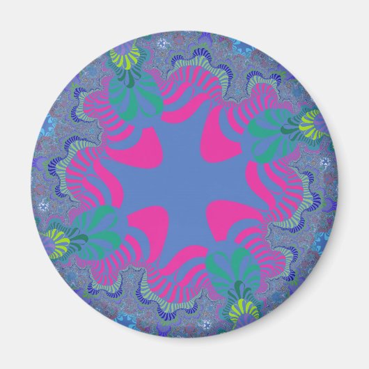 Roze en Cornflower Blue Cross Magneet (Voorkant)