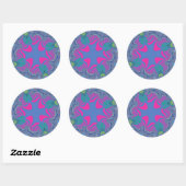 Roze en Cornflower Blue Cross Ronde Sticker (Vel)