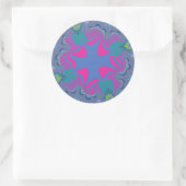 Roze en Cornflower Blue Cross Ronde Sticker (Tas)