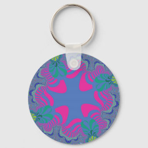 Roze en Cornflower Blue Cross Sleutelhanger