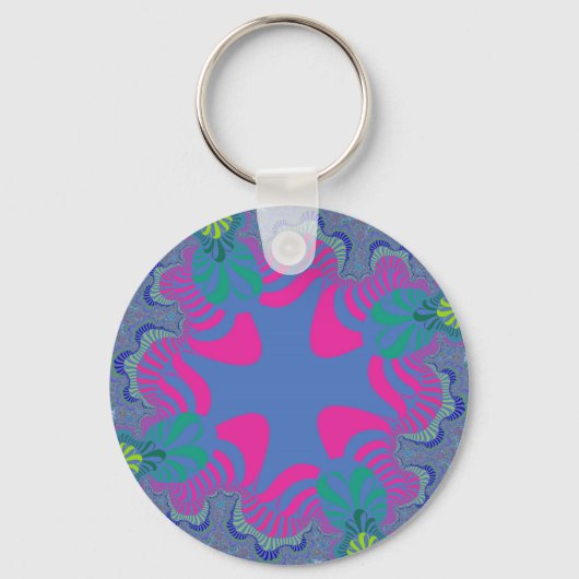 Roze en Cornflower Blue Cross Sleutelhanger (Voorkant)