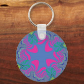 Roze en Cornflower Blue Cross Sleutelhanger (Voorkant)