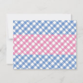 Roze en cornflower Blue Preppy Gingham Stationery Notitiekaartje (Achterkant)