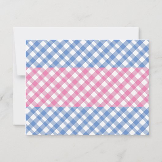 Roze en cornflower Blue Preppy Gingham Stationery Notitiekaartje (Achterkant)