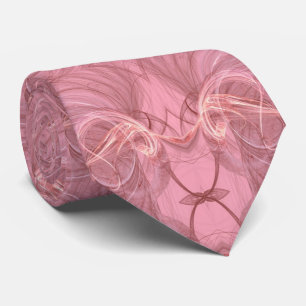 Roze en Cream Abstracte Fractal Necktie Stropdas
