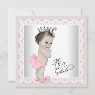 Roze en Cream-Baby shower Kaart