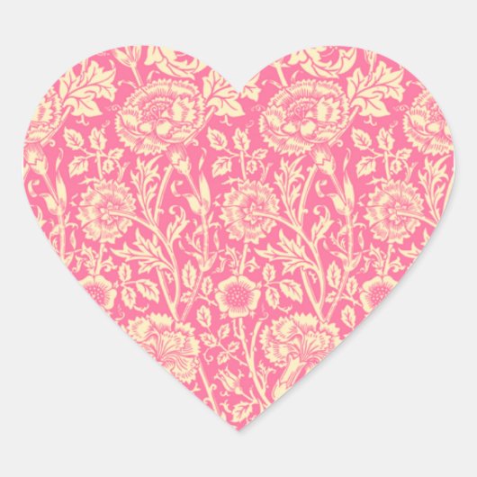 Roze en Cream Carnan afdrukken Hart Sticker (Voorkant)