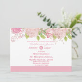 Roze en Cream Floral Baby shower Kaart (Staand voorkant)