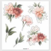 Roze en Cream Flowers en Greenery Vinyl Stickers (Vel)