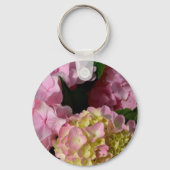 Roze en Cream Hydrangeas Sleutelhanger (Voorkant)