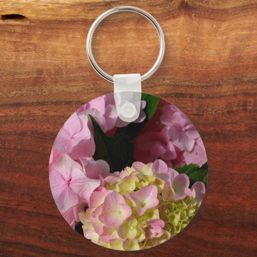 Roze en Cream Hydrangeas Sleutelhanger (Voorkant)