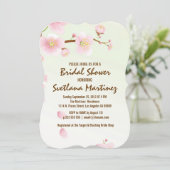 Roze en Cream Magnolia Blossom Bridal Show nodigt Kaart (Staand voorkant)