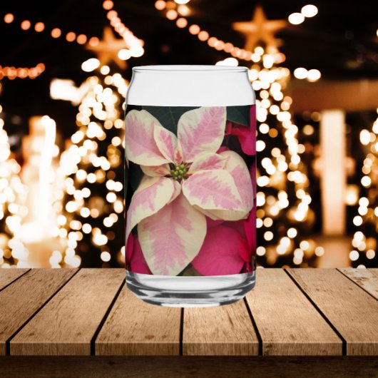 Roze en Cream Marble Poinsettia Holiday Blikvorm Glas