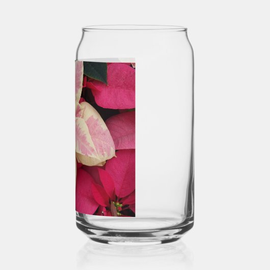 Roze en Cream Marble Poinsettia Holiday Blikvorm Glas (Links)