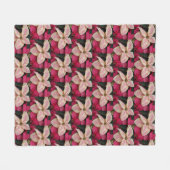 Roze en Cream Marble Poinsettia Holiday Fleece Deken (Voorkant (Horizontaal))