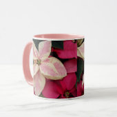 Roze en Cream Marble Poinsettia Holiday Mok (Voorkant links)