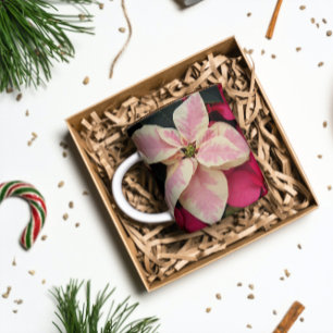 Roze en Cream Marble Poinsettia Holiday Mok