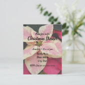 Roze en Cream Marble Poinsettia Kerstmis Kaart (Staand voorkant)