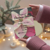Roze en Cream Marble Poinsettia Kerstmis Kaart