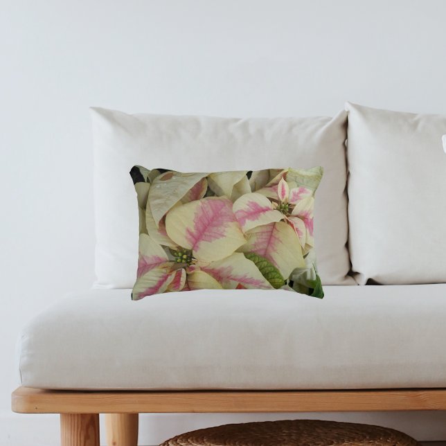 Roze en Cream Marble Poinsettias Floral Accent Kussen (In Situ Sofa)