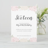 Roze en Cream Peonies Sweet 16 Birthday Party Kaart (Staand voorkant)