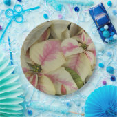 Roze en Cream Poinsettias Floral Papieren Bordje (Feest)