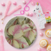 Roze en Cream Poinsettias Floral Papieren Bordje (Feest)