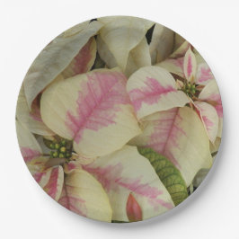 Roze en Cream Poinsettias Floral Papieren Bordje