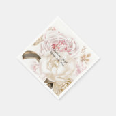 Roze en Cream Roos Pioen Bruiloft Papier Servetten (Hoek)
