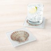 Roze en Cream Seashell Glazen Onderzetter (Schuin)