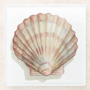 Roze en Cream Seashell Glazen Onderzetter
