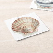 Roze en Cream Seashell Kartonnen Onderzetters (Schuin)