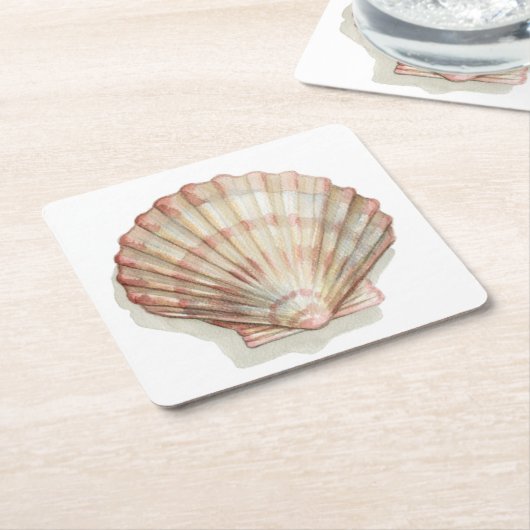Roze en Cream Seashell Kartonnen Onderzetters (Schuin)