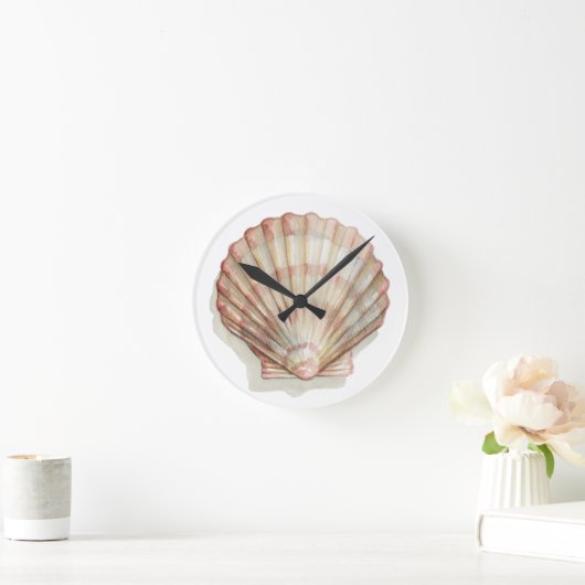 Roze en Cream Seashell Ronde Klok (Huis)