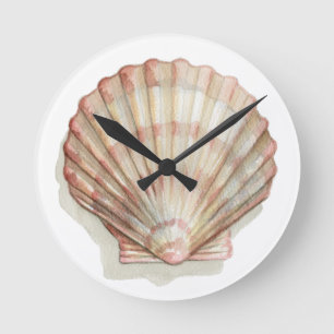 Roze en Cream Seashell Ronde Klok