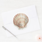 Roze en Cream Seashell Ronde Sticker (Envelop)