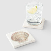 Roze en Cream Seashell Stenen Onderzetter (Zijkant)