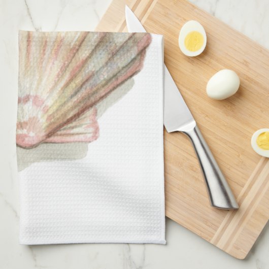 Roze en Cream Seashell Theedoek (Quarter Fold)